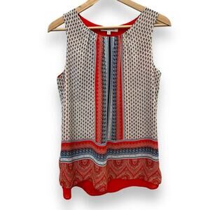 ROSE & OLIVE Womens S Sleeveless Layered Floral Paisley Boho Tank Blouse Top Red